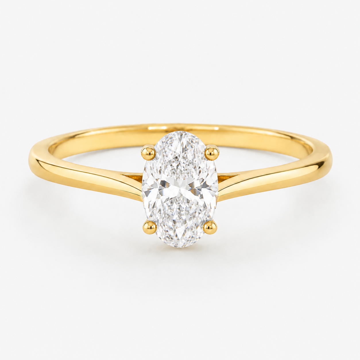 0.50 carat oval-cut laboratory-grown diamond solitaire ring in 14K yellow gold
