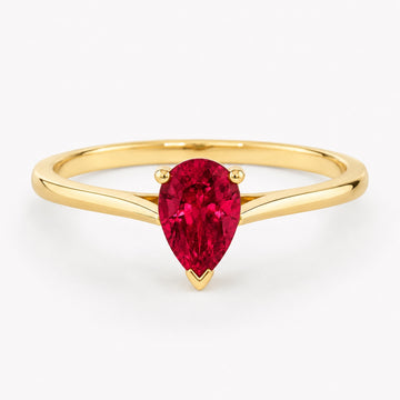 0.50 carat pear-cut laboratory-created ruby solitaire ring in 14K yellow gold