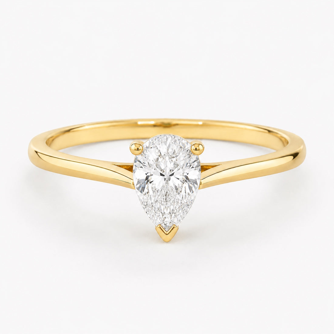 0.50 carat pear-cut laboratory-grown diamond solitaire ring in 14K yellow gold