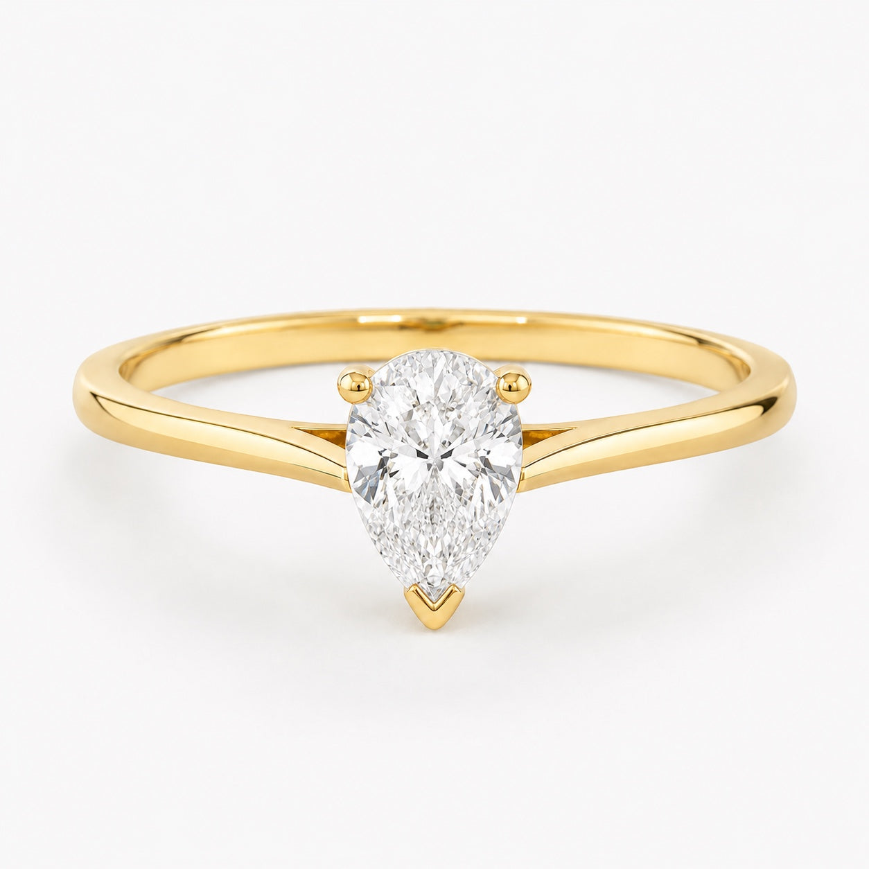 0.50 carat pear-cut laboratory-grown diamond solitaire ring in 14K yellow gold