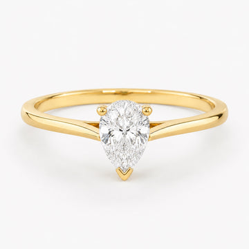 0.50 carat pear-cut laboratory-grown diamond solitaire ring in 14K yellow gold