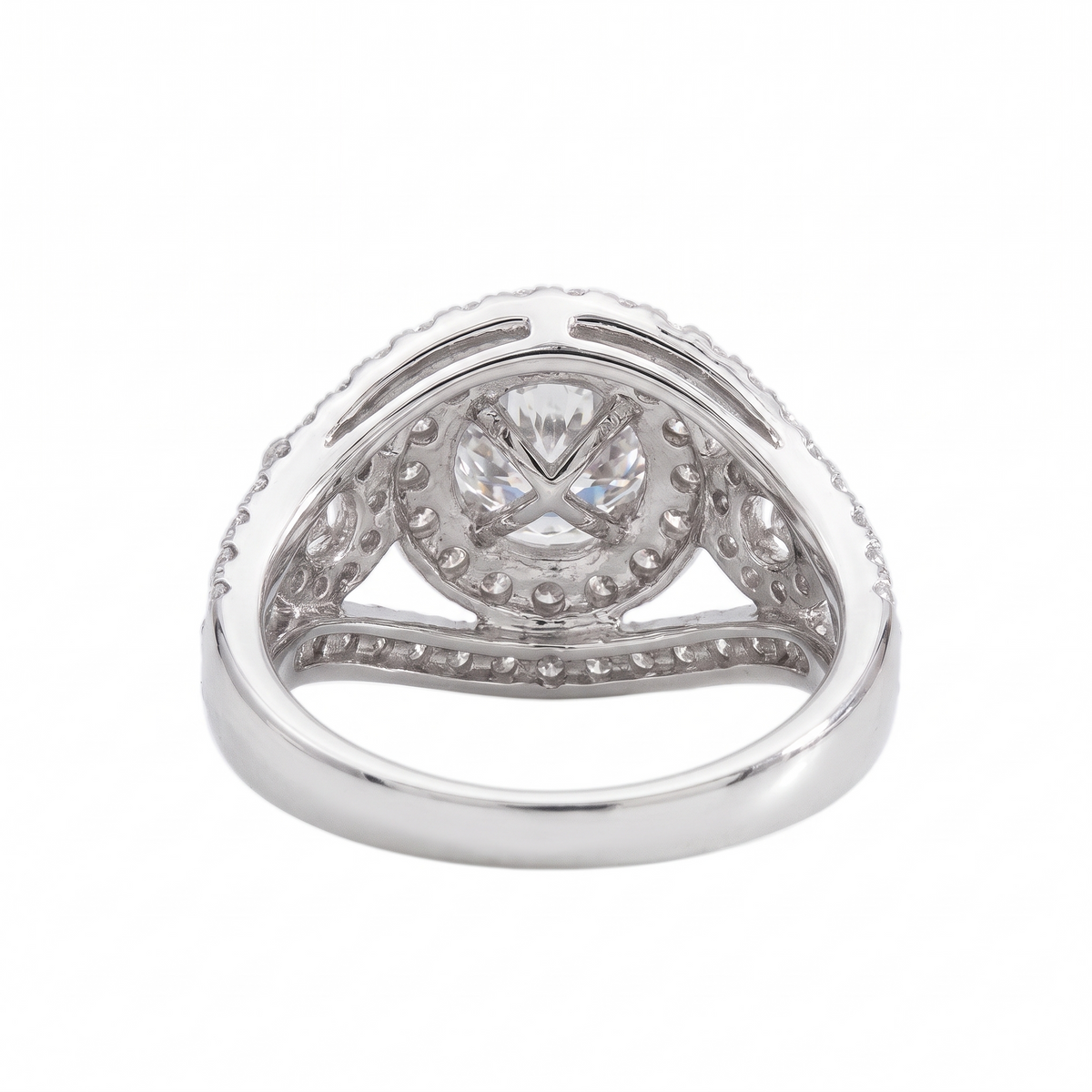 18K White Gold Natural Diamond Ring rear three-quarter catalog view on white background