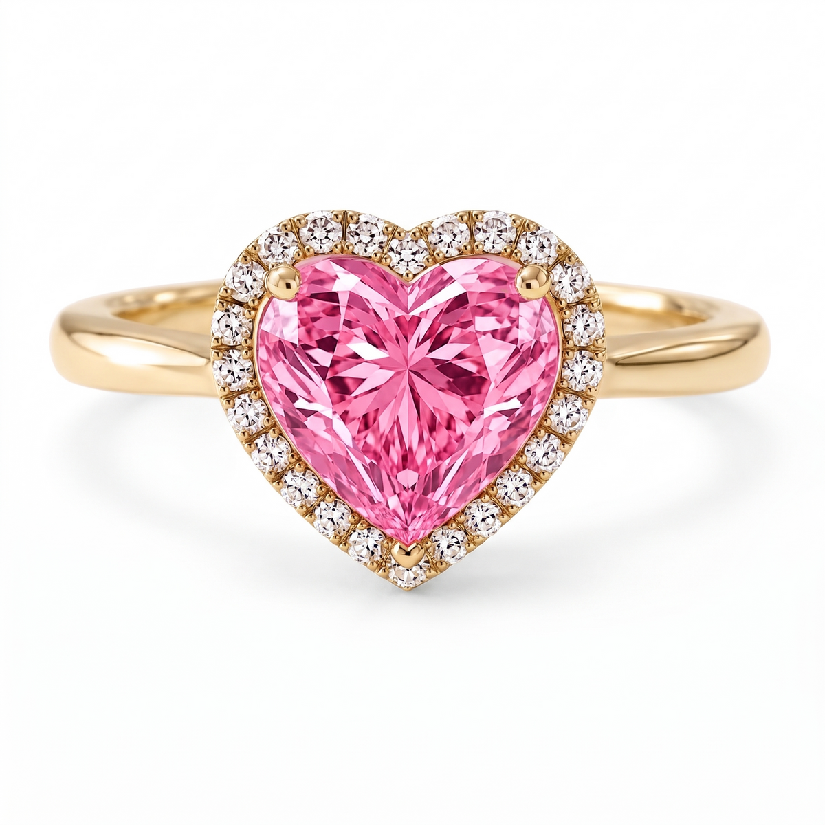 Pink Heart-Shaped Lab-Grown Diamond Halo Engagement Ring – Amour front catalog view on white background