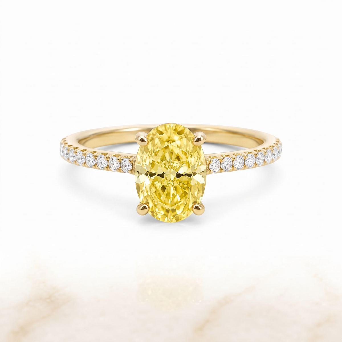 Aurelia Oval Yellow Lab-Grown Diamond Pavé Engagement Ring front catalog view on white background