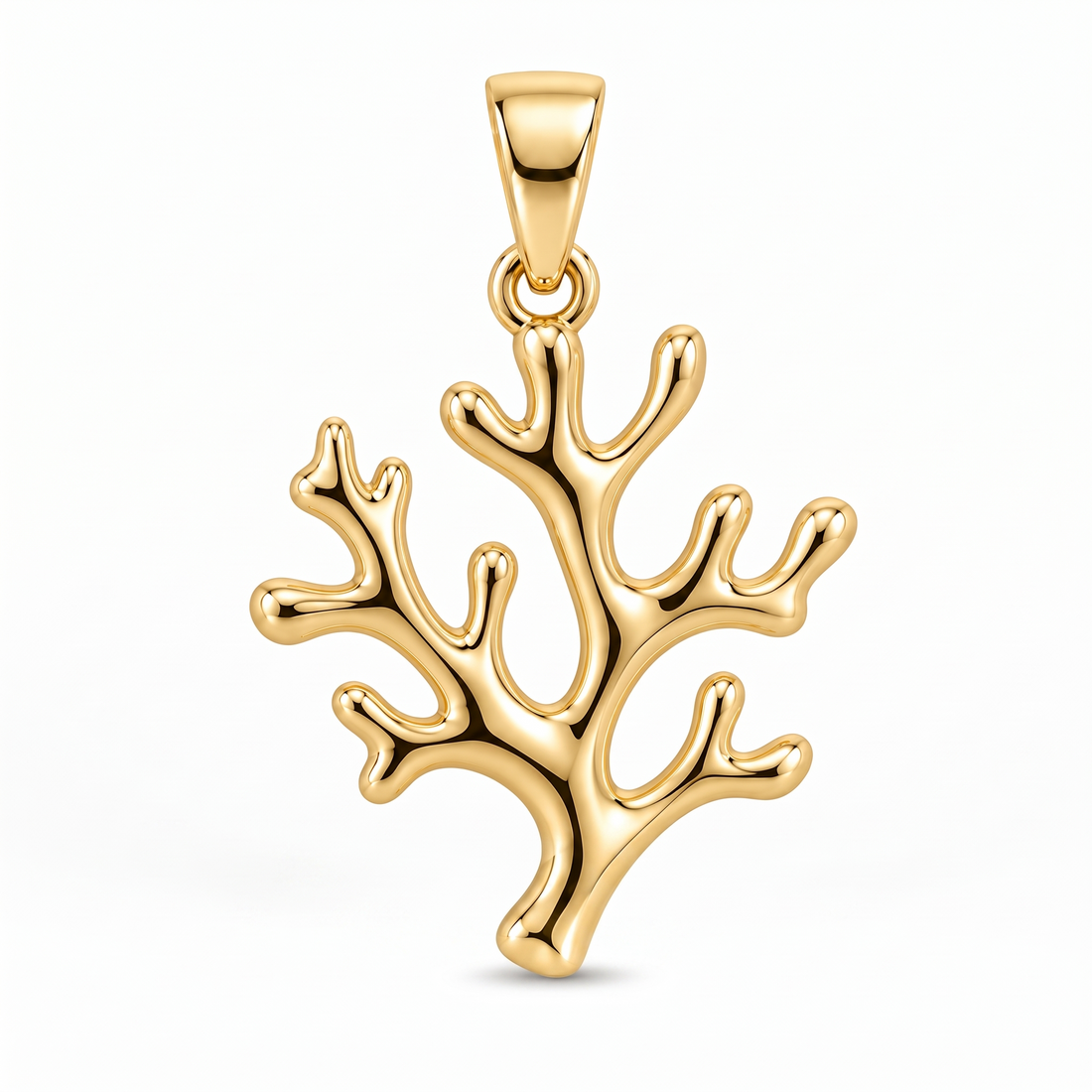 Coral Branch Gold Pendant front catalog view on white background