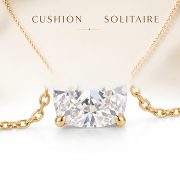 Cushion-Cut Diamond Solitaire Necklace in Solid Gold