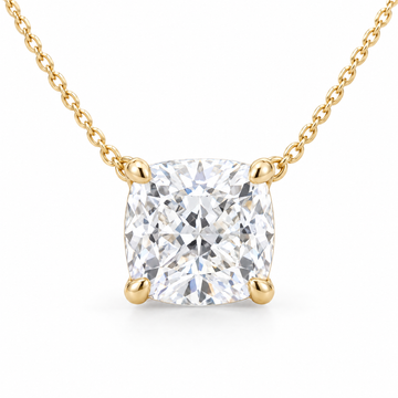 Cushion-Cut Diamond Solitaire Necklace in Solid Gold, main image — AI-generated design representation