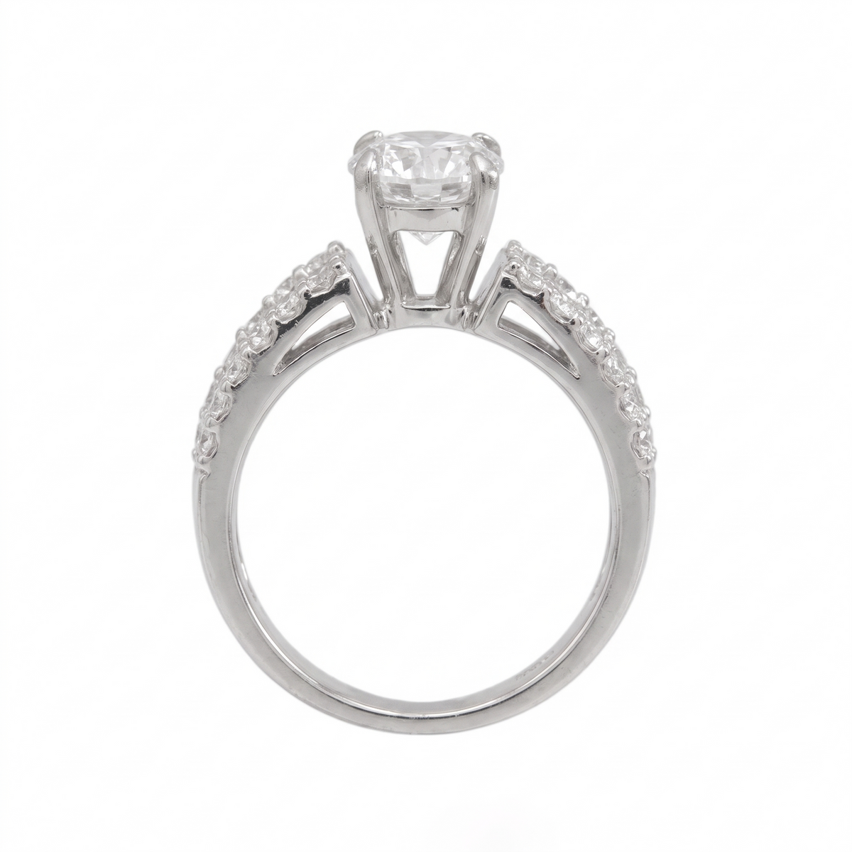 Round Solitaire Natural Diamond Engagement Ring with Channel-Set Band — Design 3 side profile catalog view on white background
