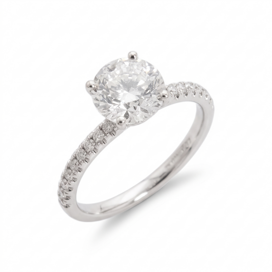 18K Gold Earth-Mined Diamond Solitaire Engagement Ring three-quarter catalog view on white background