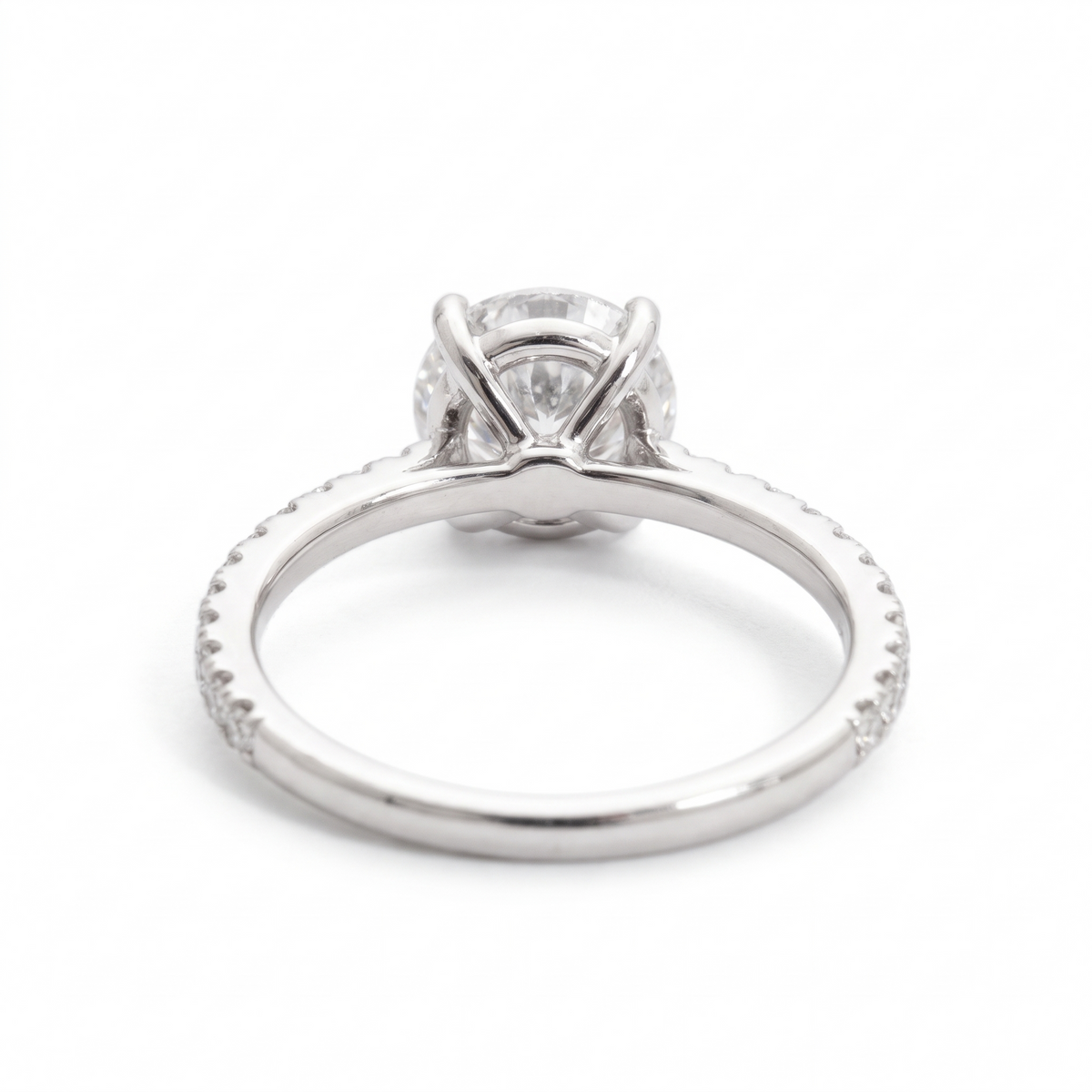 18K Gold Earth-Mined Diamond Solitaire Engagement Ring rear three-quarter catalog view on white background