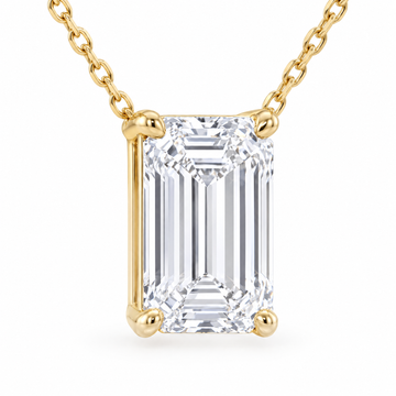 Emerald-Cut Diamond Solitaire Necklace in Solid Gold, main image — AI-generated design representation