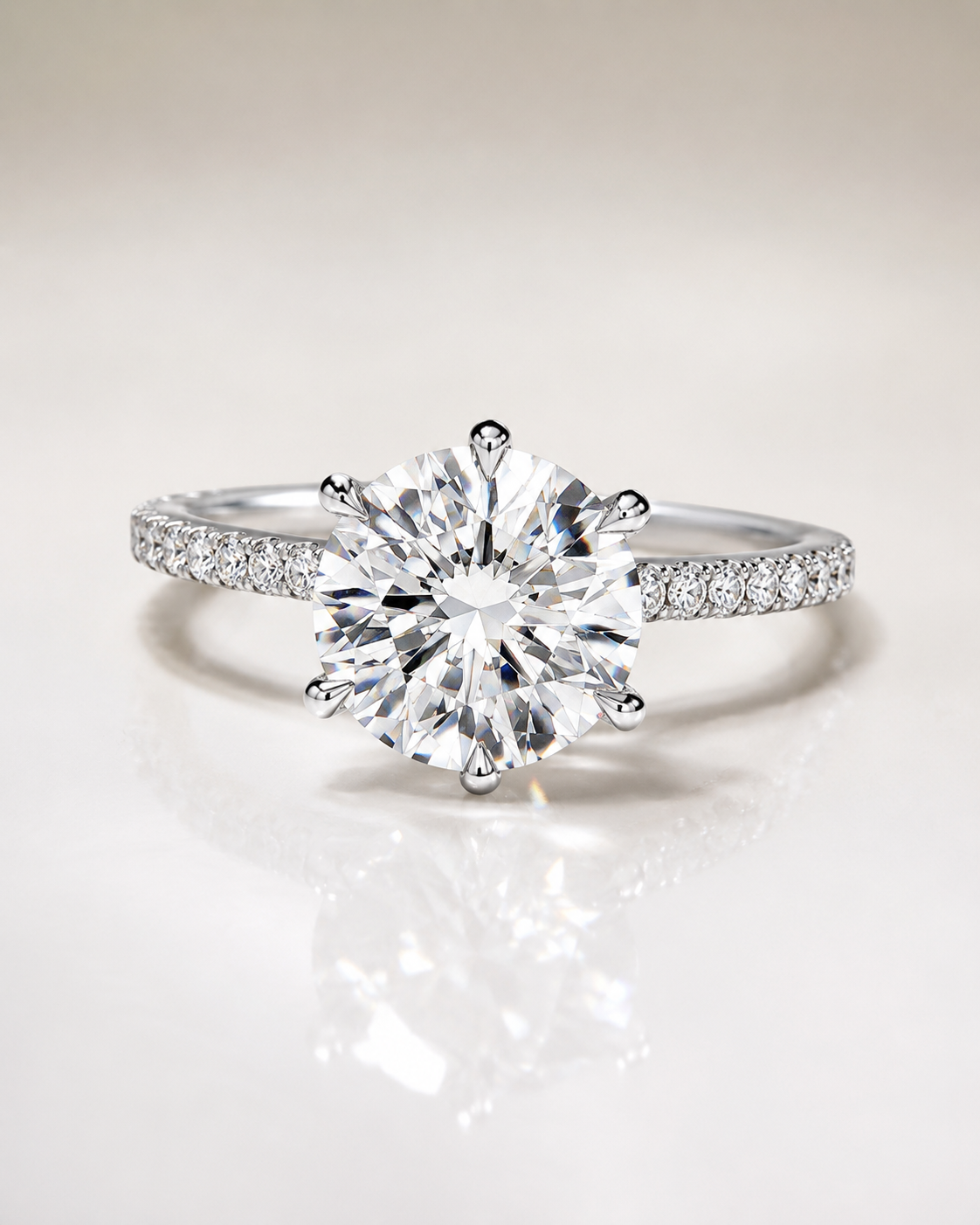 Model 01 Round Pavé Solitaire lab-grown diamond engagement ring design