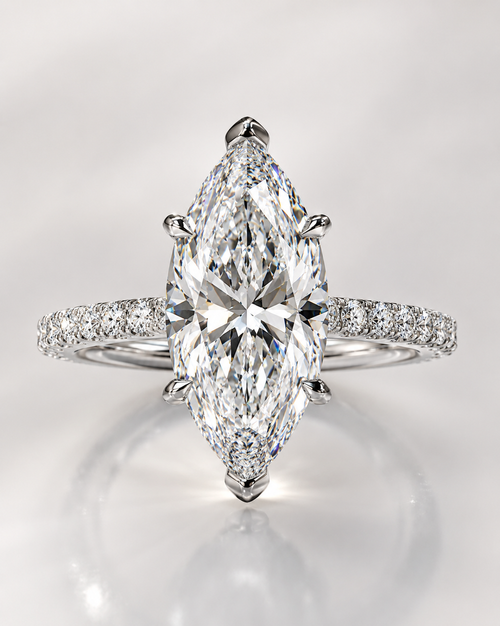 Model 03 Marquise Pavé Solitaire lab-grown diamond engagement ring design