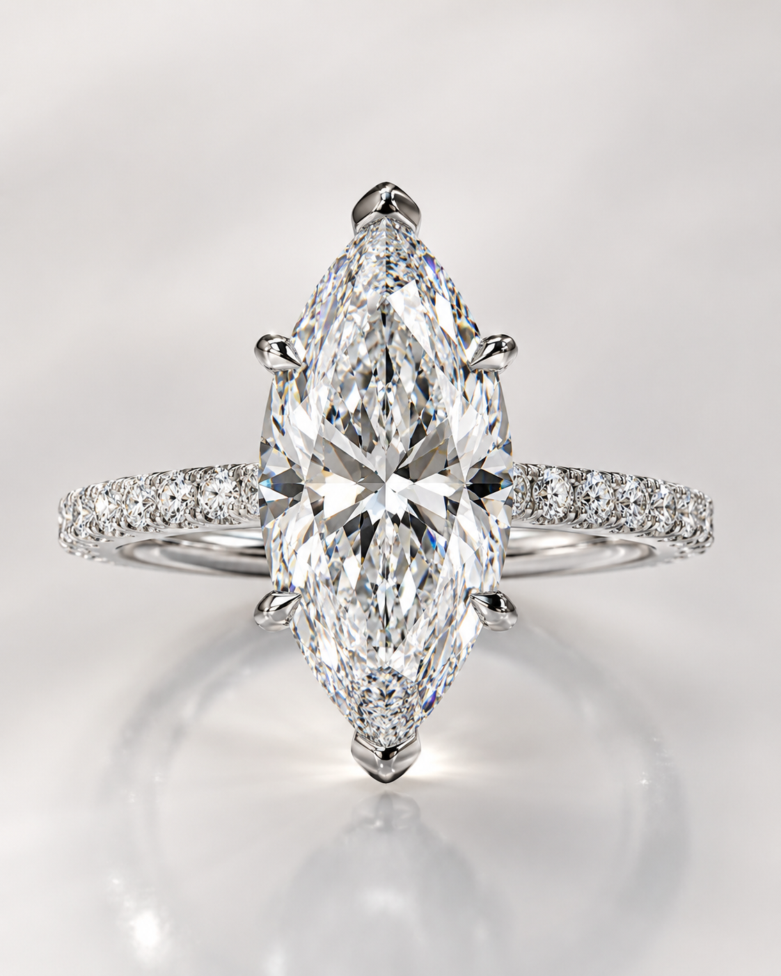Model 03 Marquise Pavé Solitaire lab-grown diamond engagement ring design