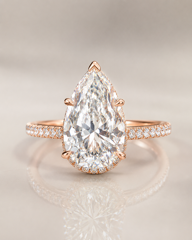 Model 04 Pear Rose Hidden Halo lab-grown diamond engagement ring design