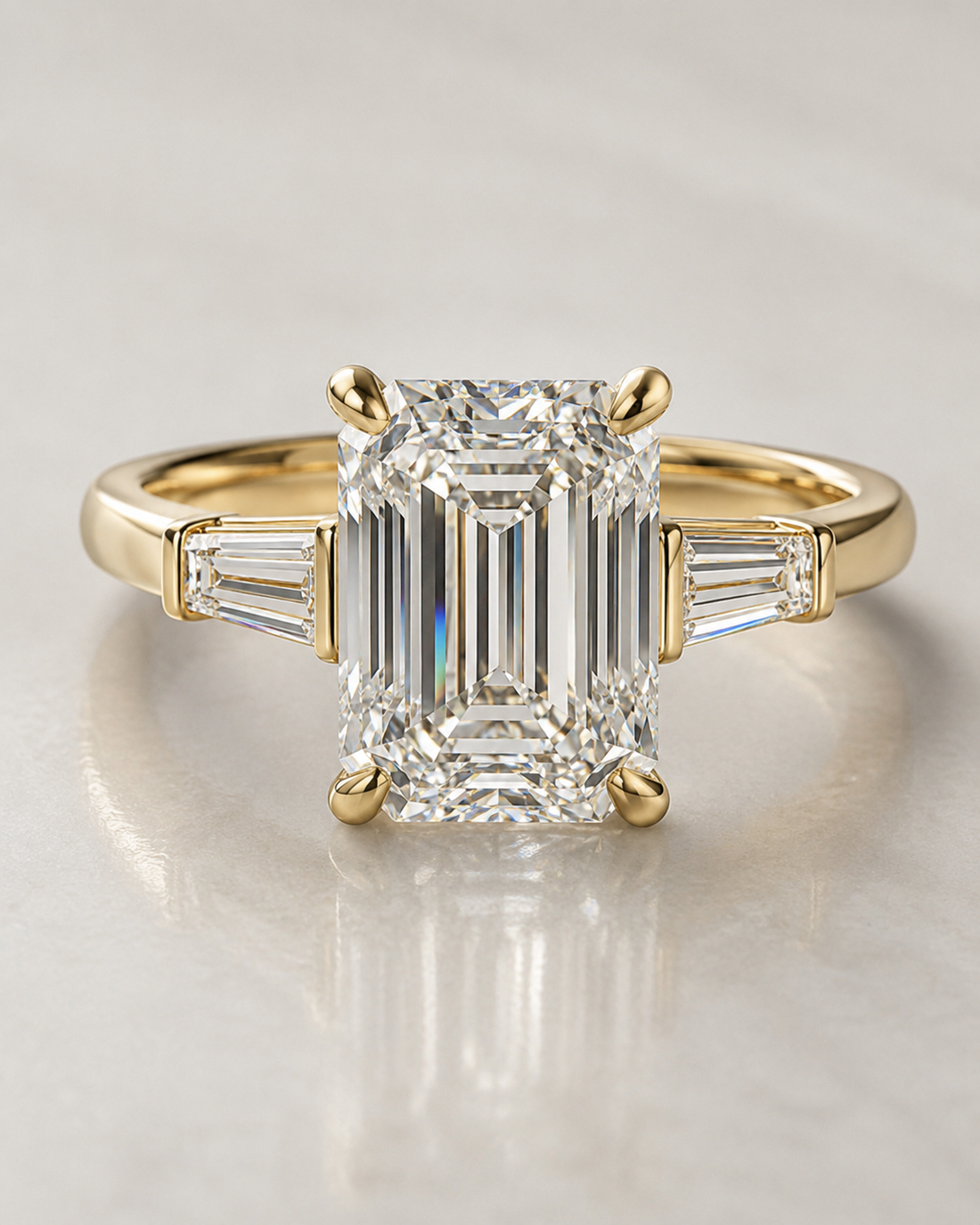 Model 05 Emerald Baguette Classic lab-grown diamond engagement ring design