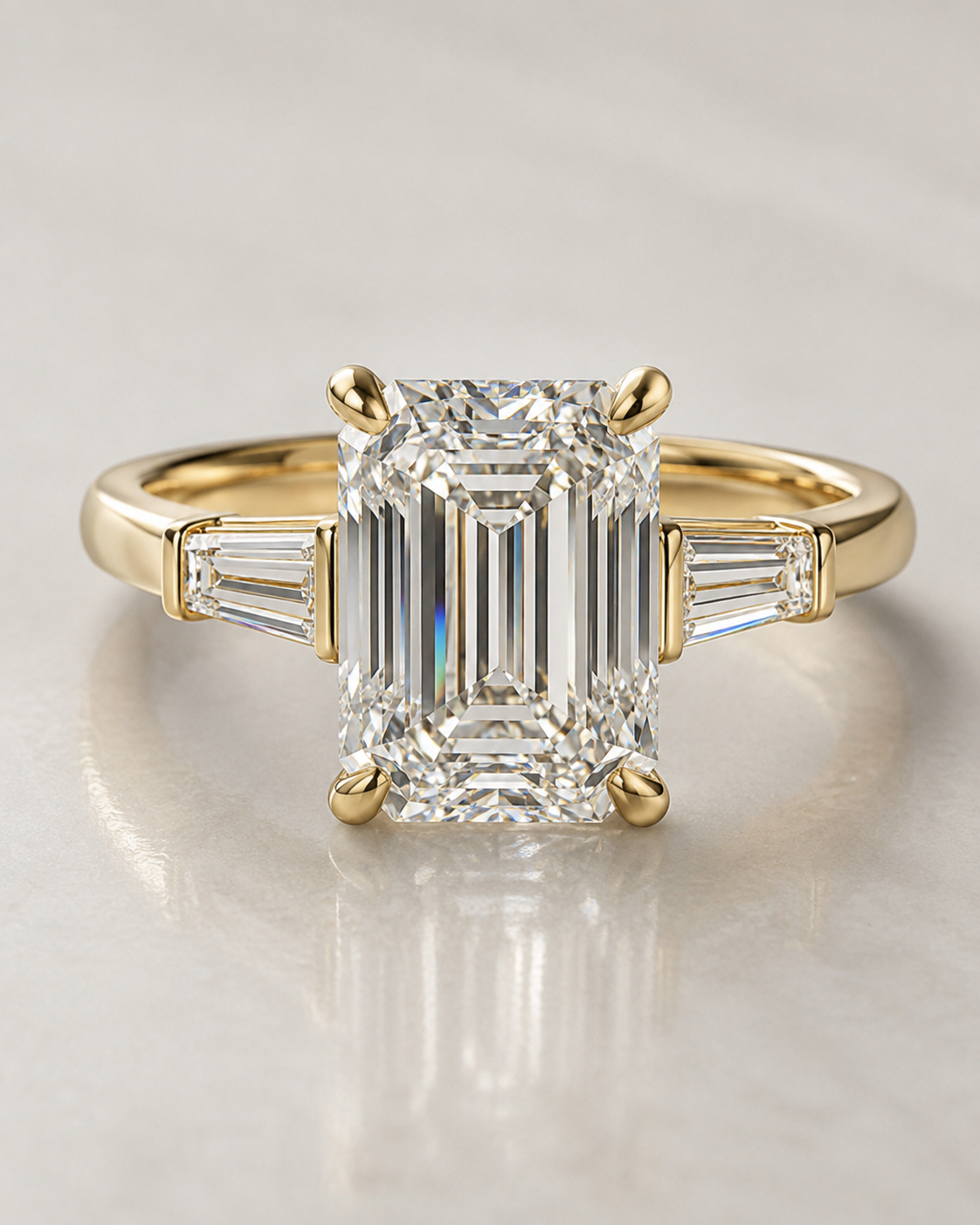 Model 05 Emerald Baguette Classic lab-grown diamond engagement ring design