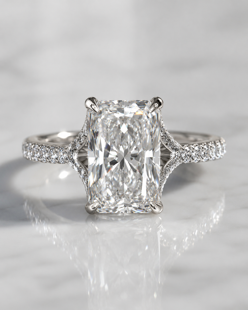 Model 06 Radiant Cathedral Pavé lab-grown diamond engagement ring design