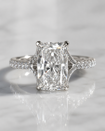 Model 06 Radiant Cathedral Pavé lab-grown diamond engagement ring design
