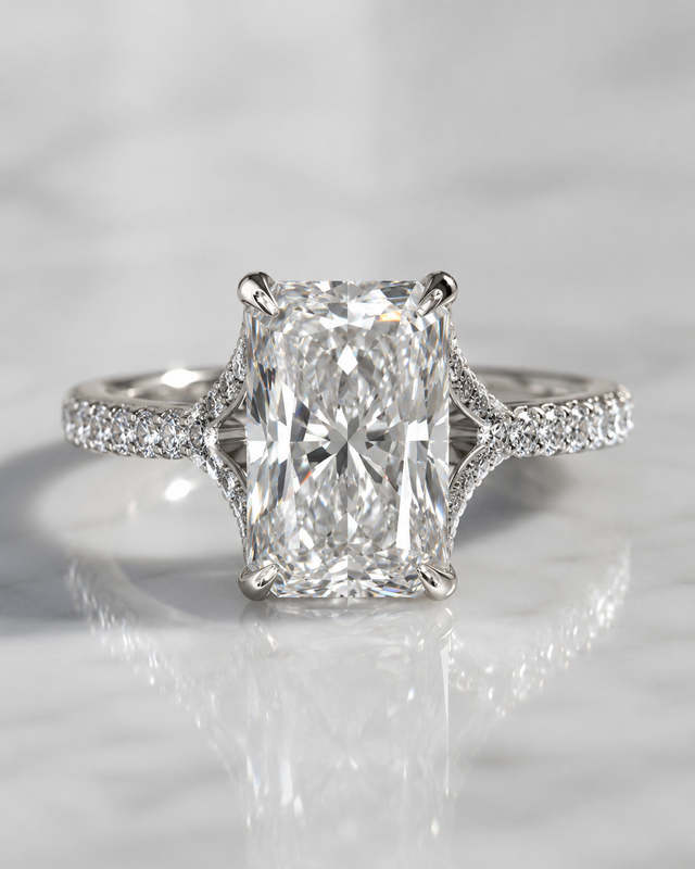 Model 06 Radiant Cathedral Pavé lab-grown diamond engagement ring design