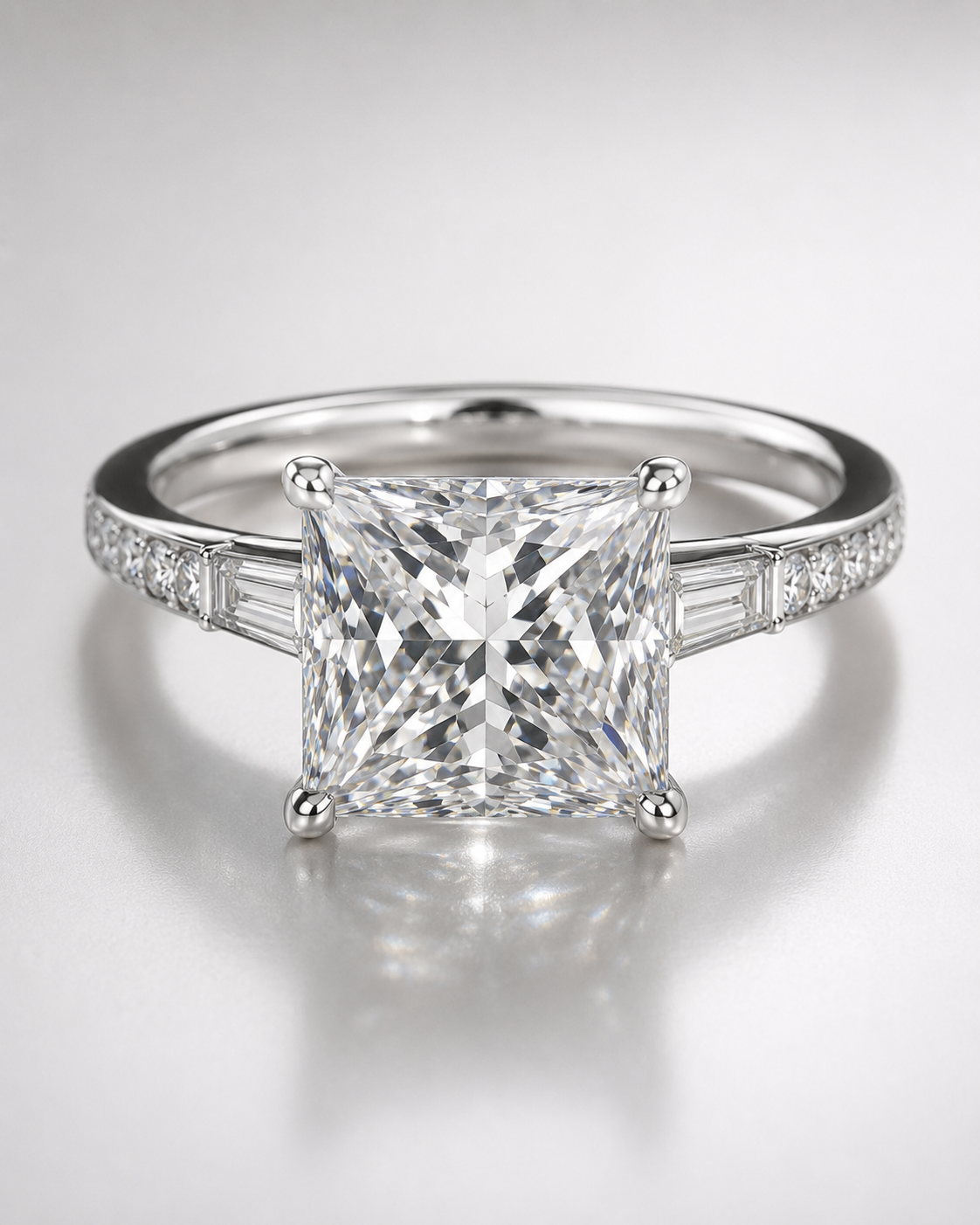 Model 08 Princess Baguette Pavé lab-grown diamond engagement ring design