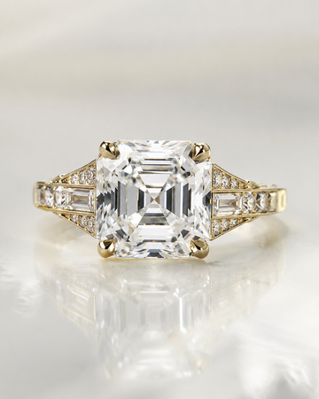 Model 09 Asscher Art Deco lab-grown diamond engagement ring design