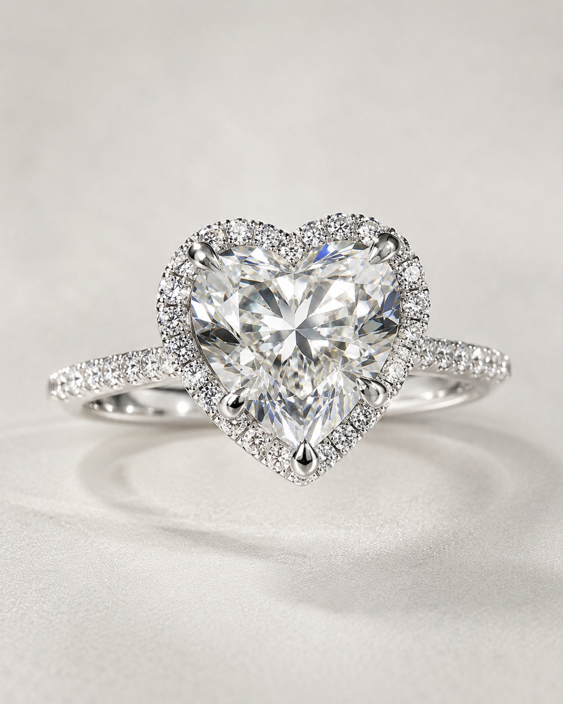 Model 10 Heart Halo White Gold lab-grown diamond engagement ring design