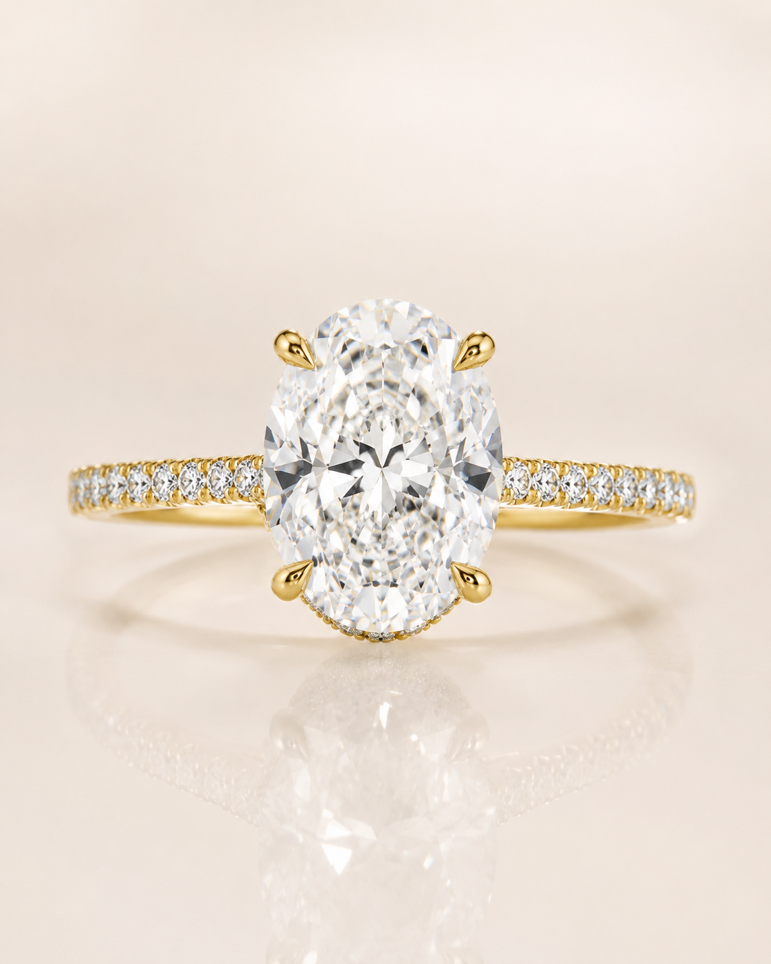 Model 12 Oval Cathedral Yellow Gold lab-grown diamond engagement ring design
