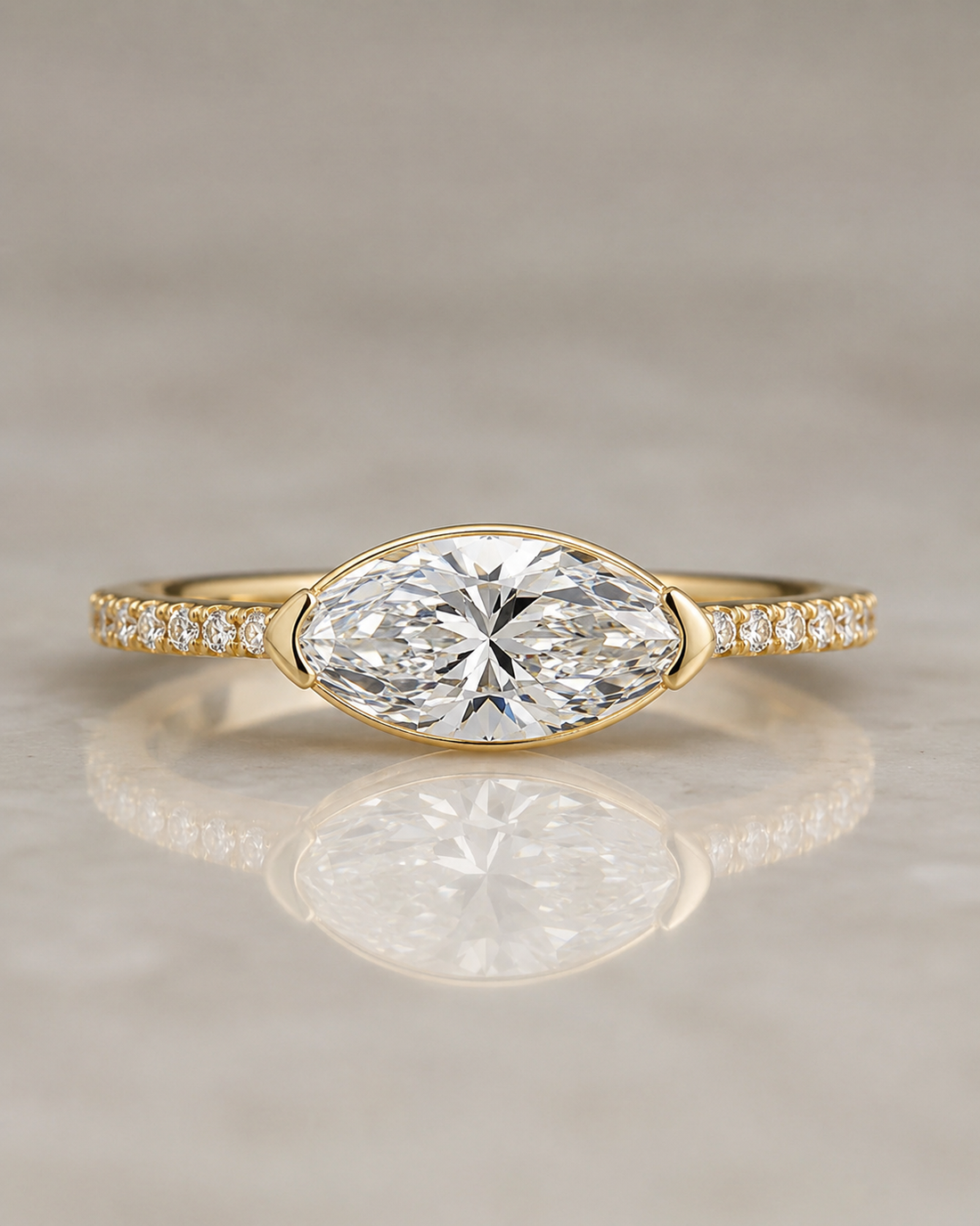 Model 15 East-West Marquise lab-grown diamond engagement ring design