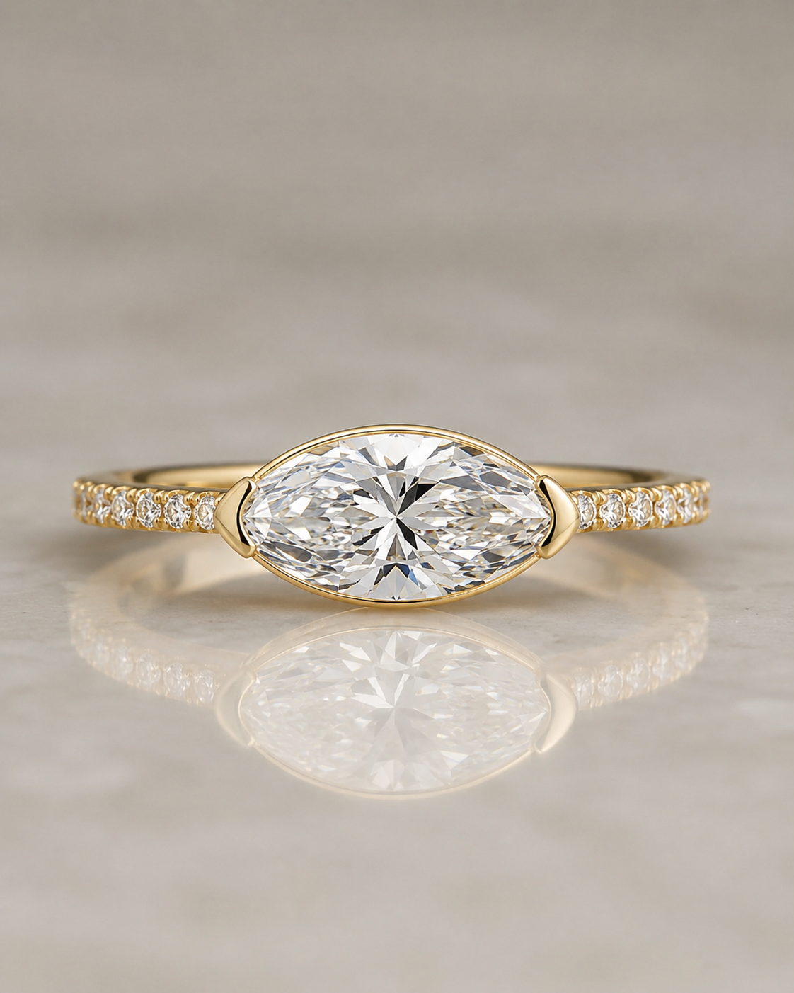 Model 15 East-West Marquise lab-grown diamond engagement ring design