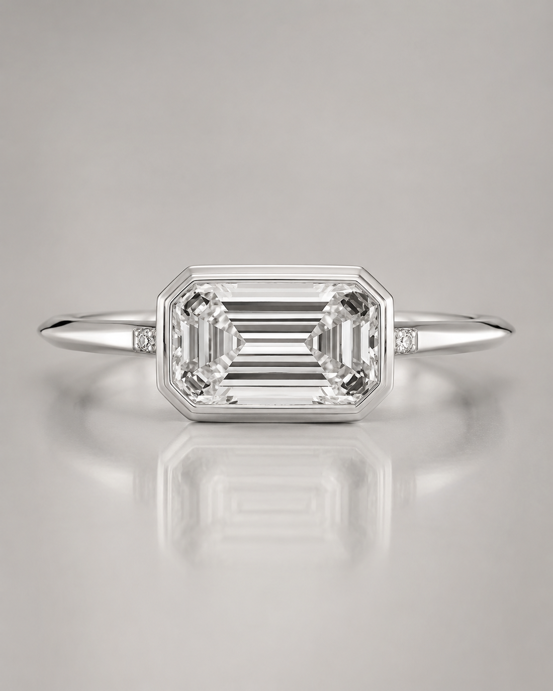 Model 16 Emerald Bezel Minimal lab-grown diamond engagement ring design