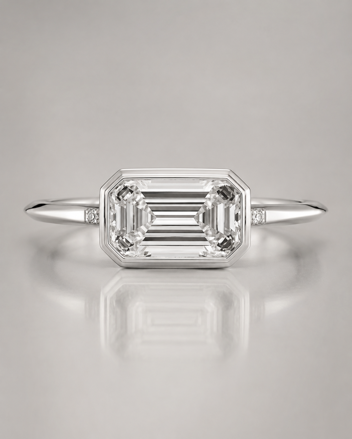 Model 16 Emerald Bezel Minimal lab-grown diamond engagement ring design