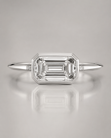 Model 16 Emerald Bezel Minimal lab-grown diamond engagement ring design