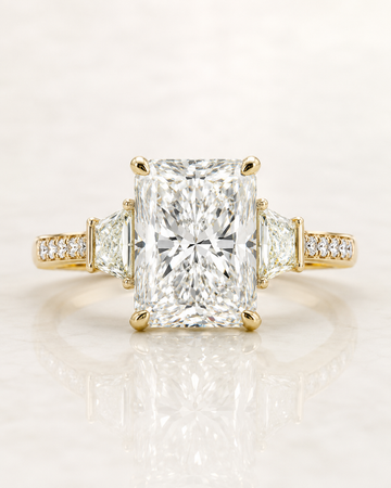 Model 17 Radiant Three-Stone lab-grown diamond engagement ring design