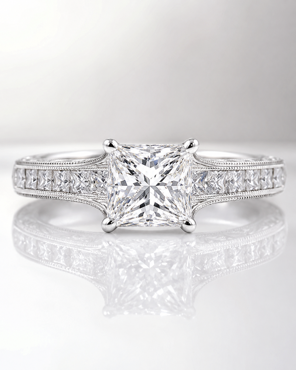 Model 18 Princess Vintage Channel lab-grown diamond engagement ring design