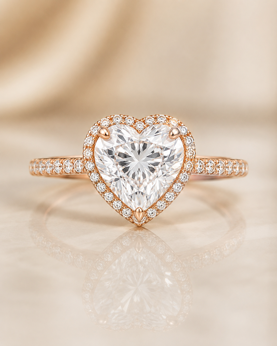 Model 19 Heart Halo Rose Gold lab-grown diamond engagement ring design