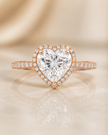 Model 19 Heart Halo Rose Gold lab-grown diamond engagement ring design