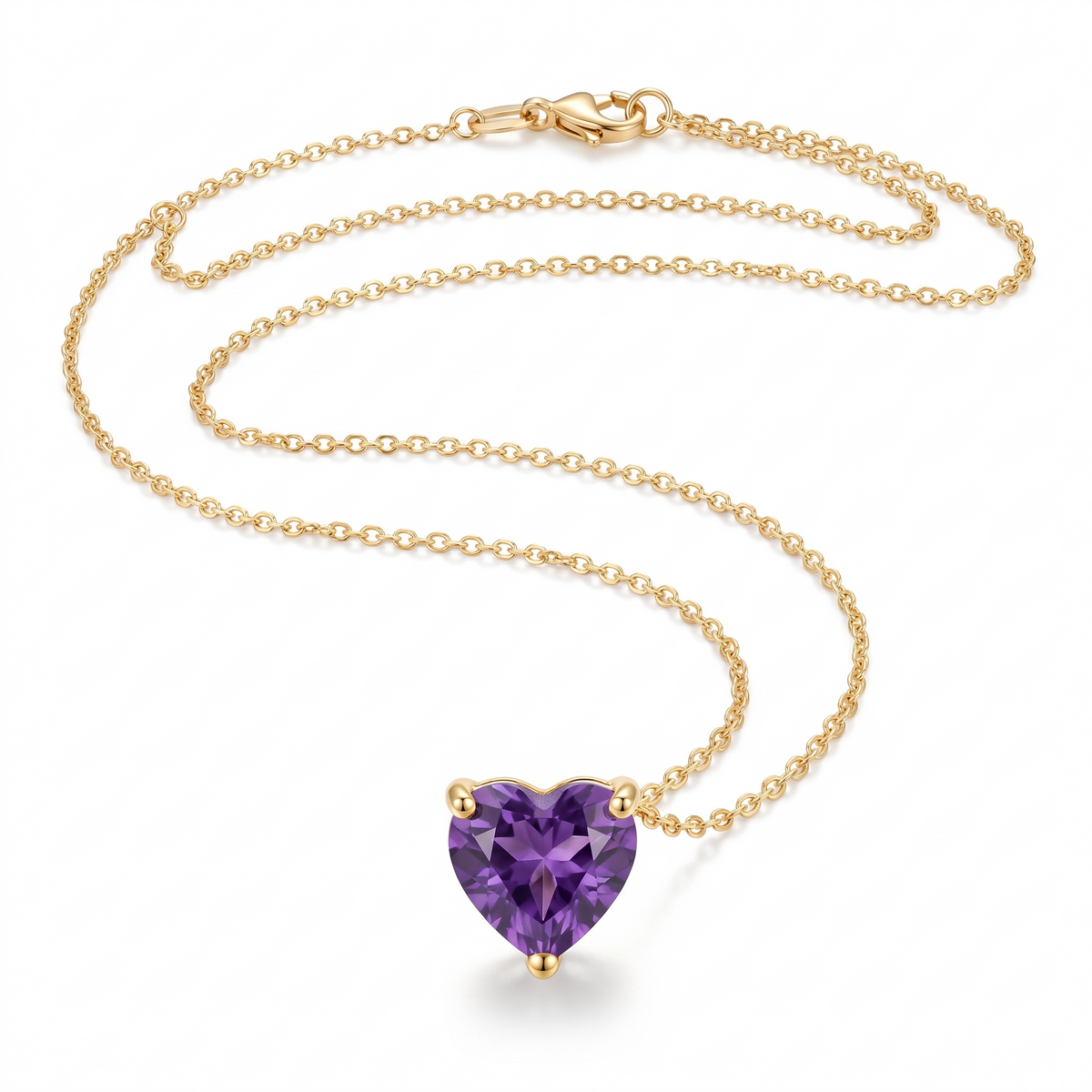 Heart-Cut Amethyst Solitaire Necklace full necklace catalog view