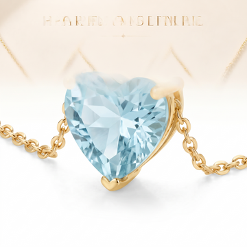 Heart-Cut Aquamarine Solitaire Necklace macro gemstone and setting view