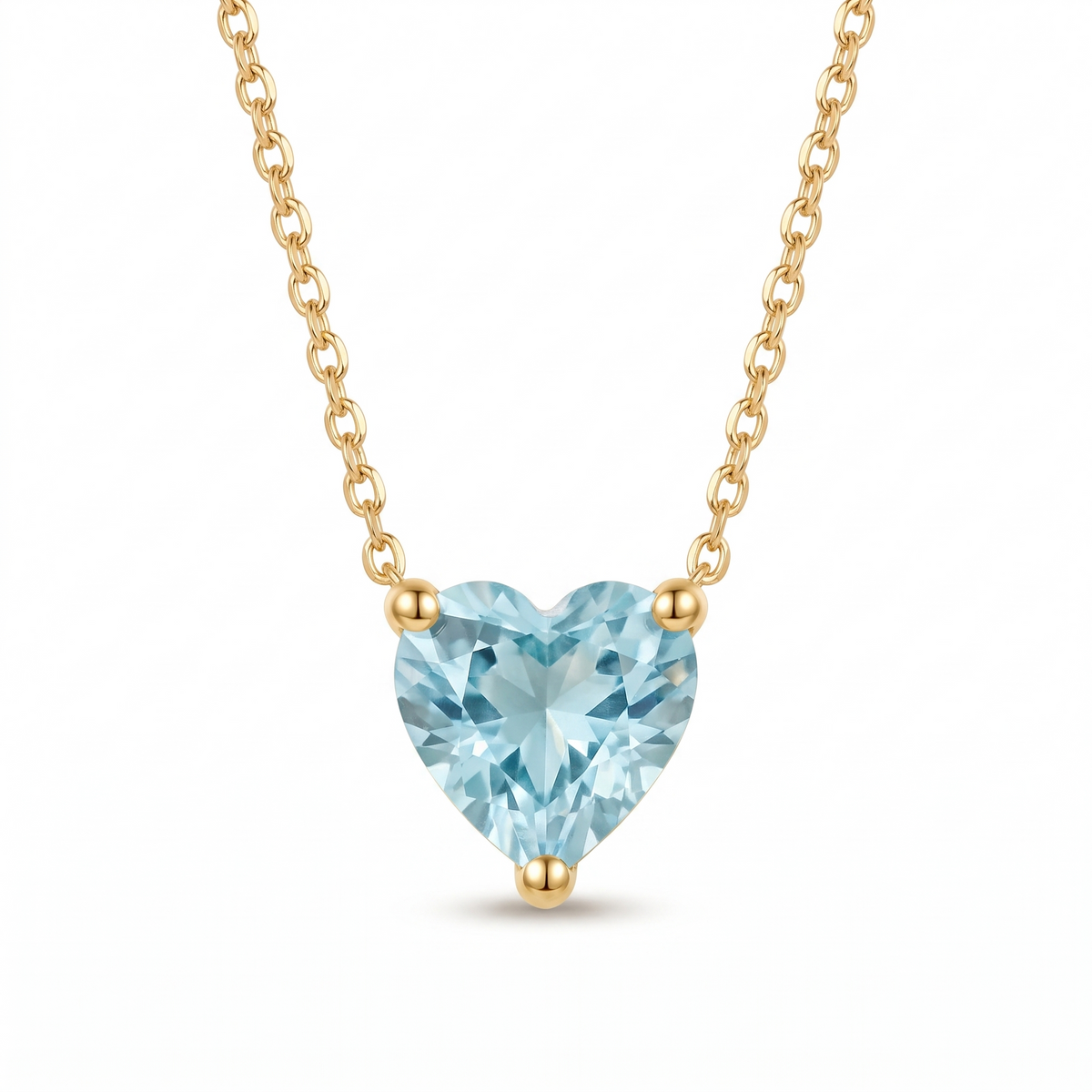 Heart-Cut Aquamarine Solitaire Necklace full necklace catalog view