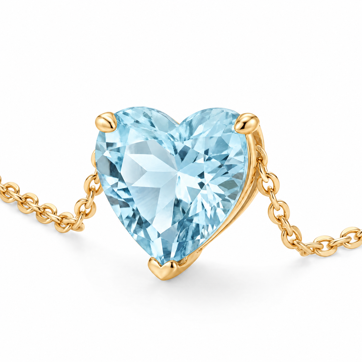 Heart-Cut Aquamarine Solitaire Necklace in Solid Gold, main image — AI-generated design representation