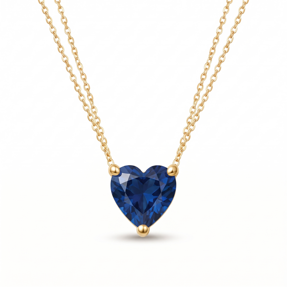 Heart-Cut Blue Sapphire Solitaire Necklace full necklace catalog view