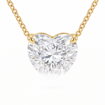Heart-Cut Diamond Solitaire Necklace macro gemstone and setting view