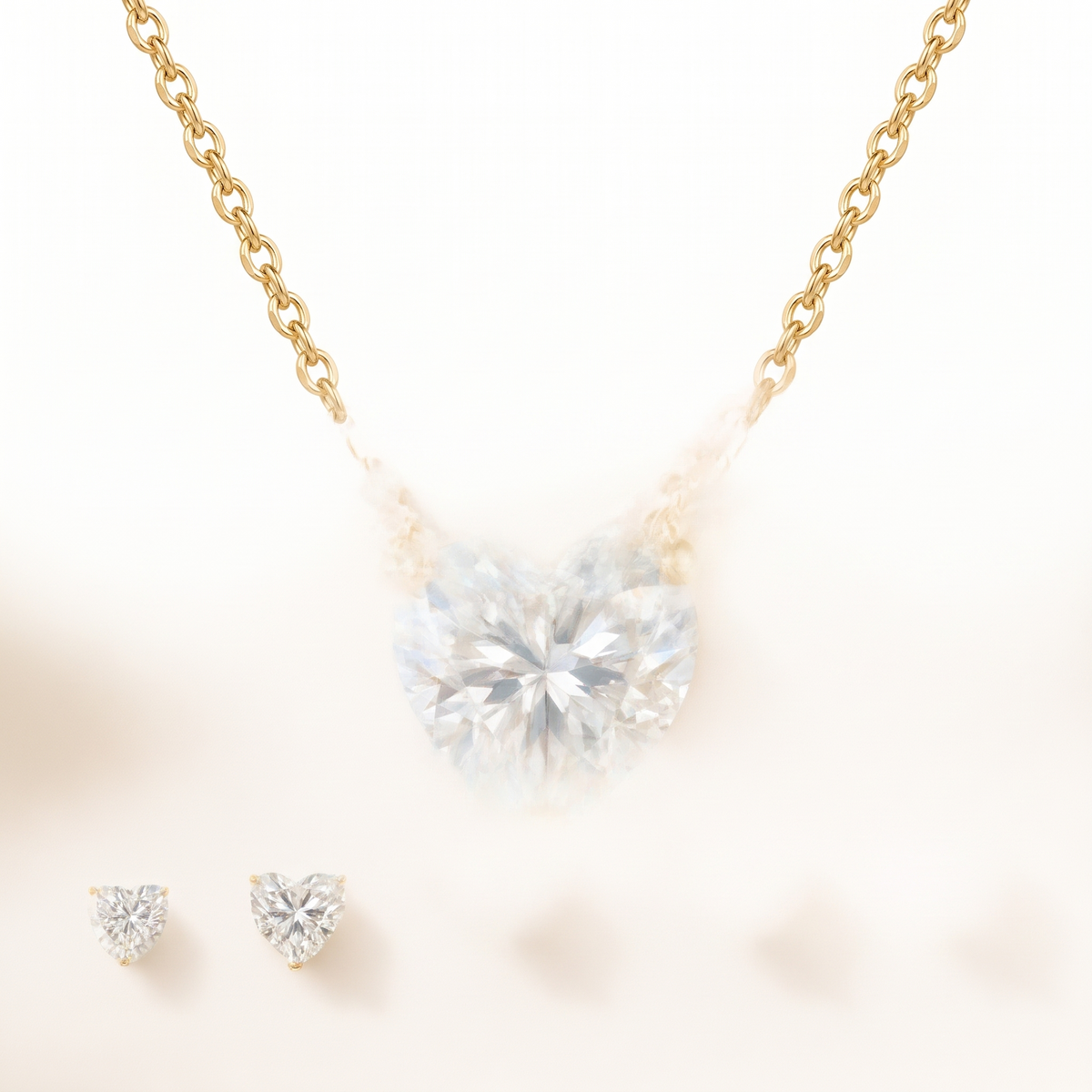 Heart-Cut Diamond Solitaire Necklace full necklace catalog view