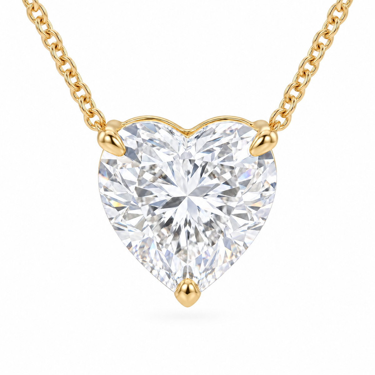 Heart-Cut Diamond Solitaire Necklace in Solid Gold, main image — AI-generated design representation