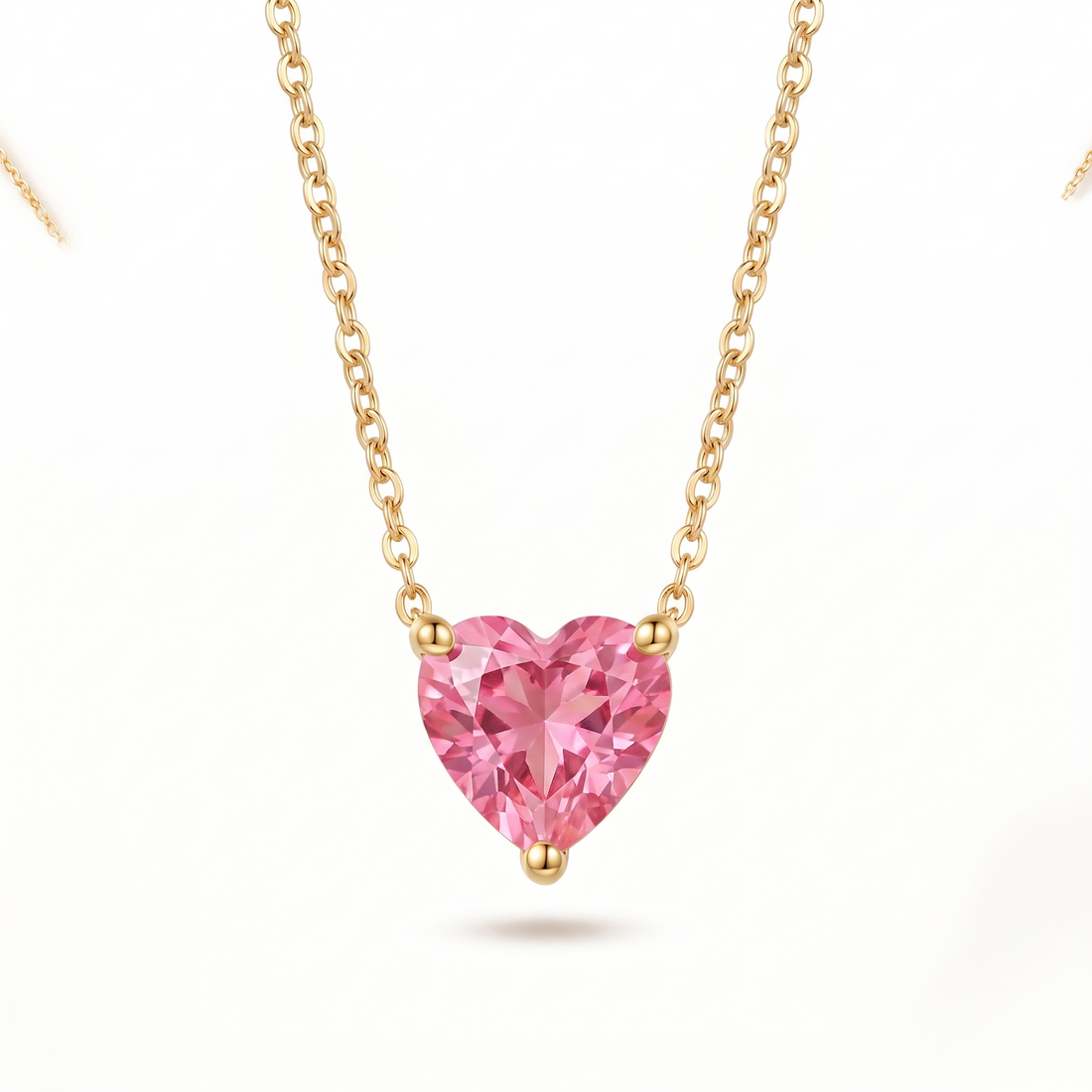 Heart-Cut Pink Tourmaline Solitaire Necklace full necklace catalog view