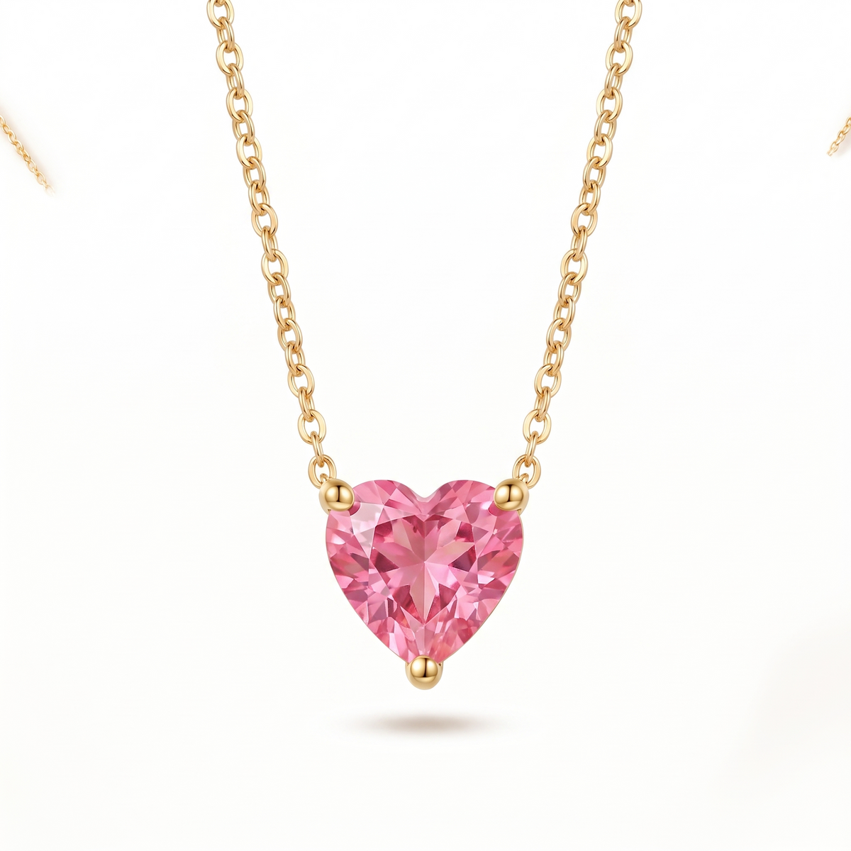 Heart-Cut Pink Tourmaline Solitaire Necklace full necklace catalog view