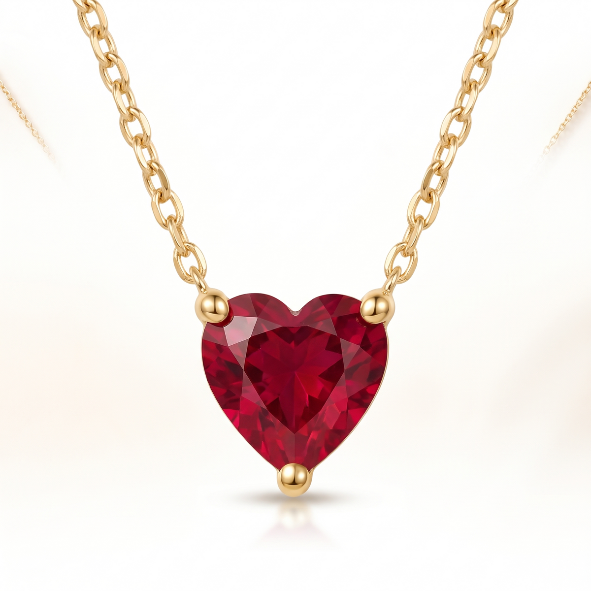 Heart-Cut Ruby Solitaire Necklace full necklace catalog view