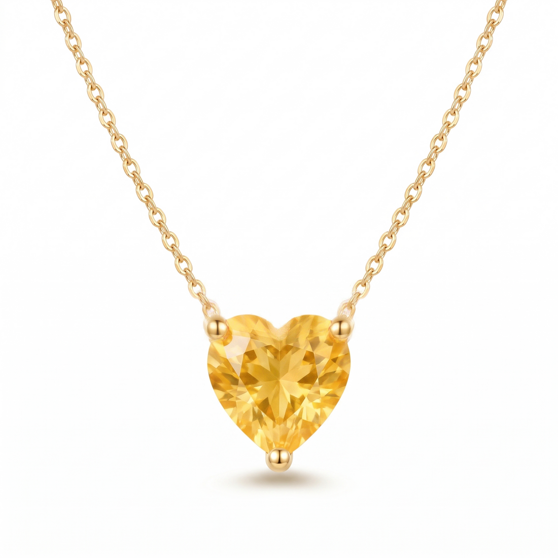 Heart-Cut Yellow Sapphire Solitaire Necklace full necklace catalog view