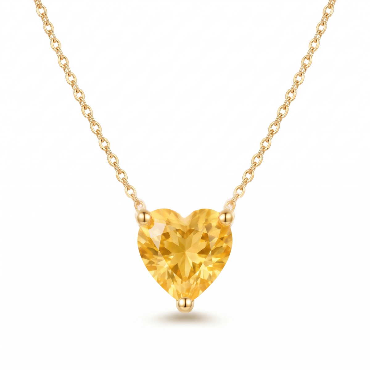Heart-Cut Yellow Sapphire Solitaire Necklace full necklace catalog view